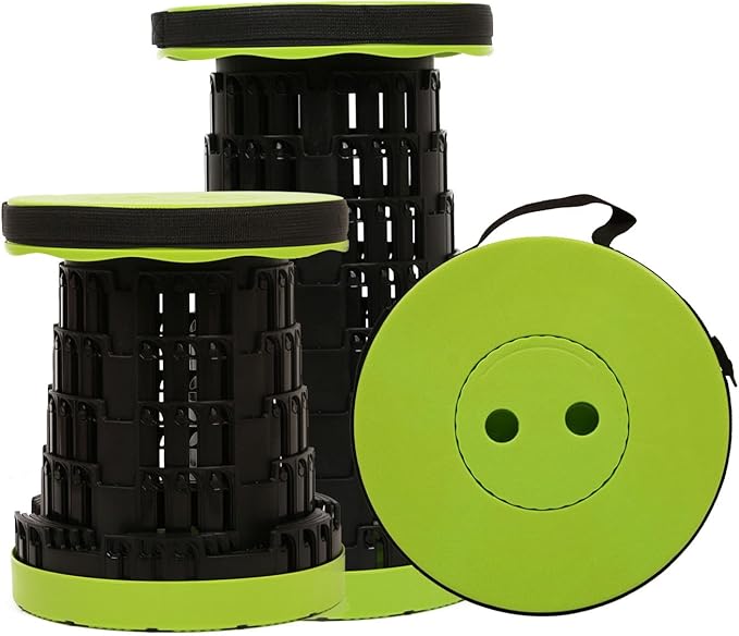 2025 Collapsible Stool Chair, Upgraded Folding Stool for Adults Lightweight, Sturdy, Adjustable, Portable, Foldable Seat Sturdy Stools for Outdoor Camping Fishing Hiking Gardening BBQ