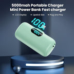 Mini Portable Charger 5000mAh Power Bank,15W PD USB C Cell Phone Portable Power, LCD Display Battery Pack Compatible With iPhone 15/15 Plus/15 Pro/15 Pro Max/Android/Samsung/Moto/LG (Type-C Only)