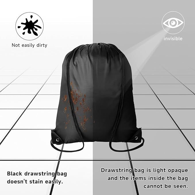 Kuhome 6Pcs Black Drawstring Backpacks Bulk String Bag Cinch Sack Pack Storage Knapsack Polyester Gift Bags Sports Drawstring Bags for Trip Party Gym Bags
