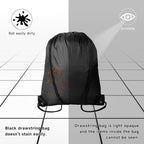 Kuhome 6Pcs Black Drawstring Backpacks Bulk String Bag Cinch Sack Pack Storage Knapsack Polyester Gift Bags Sports Drawstring Bags for Trip Party Gym Bags