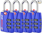 Forge Open Alert TSA Approved Luggage Locks - 3 Digit Combination, Easy Read Dials, Zinc Alloy Body - Ideal Travel Lock for Luggage, Suitcases, Bags & Toolboxes (Blue 4Pk)
