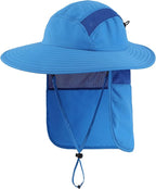 Home Prefer UPF 50+ Mens Wide Brim Fishing Hat with Neck Flap Sun Hat for Men Women Sun Protection Cap