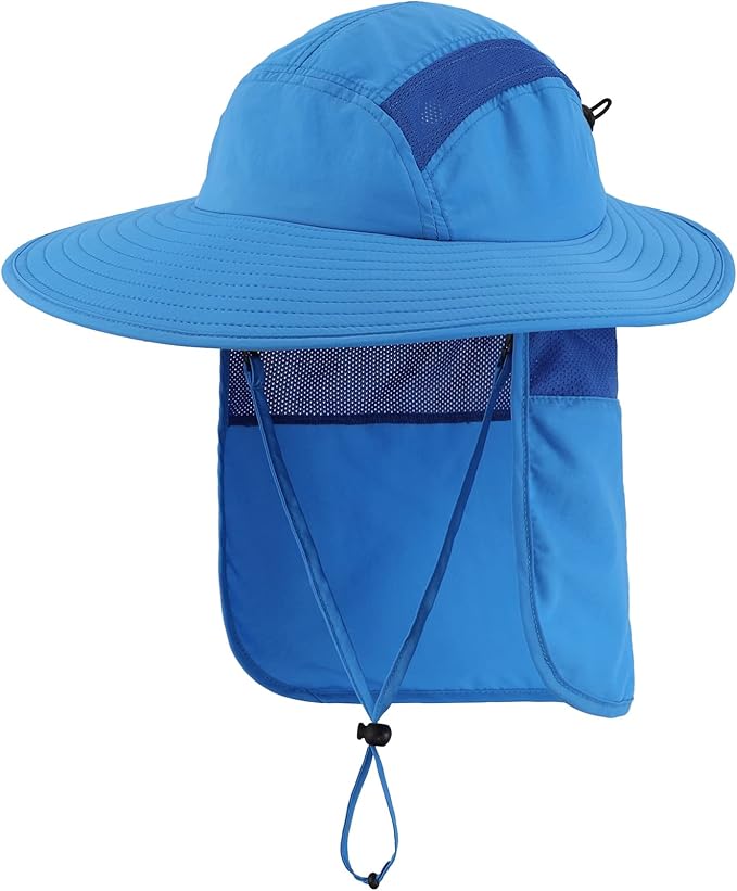 Home Prefer UPF 50+ Mens Wide Brim Fishing Hat with Neck Flap Sun Hat for Men Women Sun Protection Cap