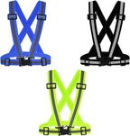 3Pcs Reflective Running Vest, Adjustable Elastic Straps Lightweight 360°High Visibility for Outdoor Walking, Jogging