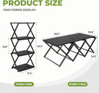 Camping Table and Chairs Set, 2-in-1 Aluminum Folding Table with 3-Tier Storage Rack, Heavy Duty Portable Camp Kitchen for Outdoor, Camping, Hiking, Beach