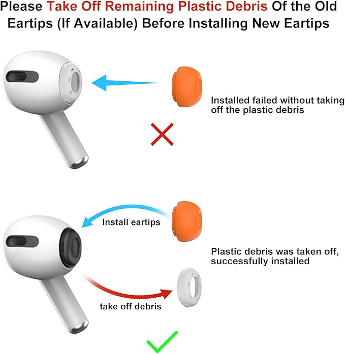 3 Pairs Replacement Ear Tips for AirPods Pro 1st & 2nd Generation with Noise Reduction Hole, Silicone Ear Tips for AirPods Pro with Portable Storage Box and Fits in Charging Case (Medium, Orange)