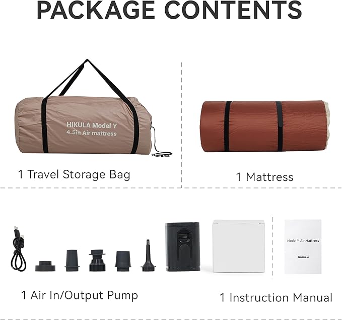 Tesla Camping Air Mattress with Foam, 4''Extra Thick Self Inflating Sleeping Pad for Camping, Fast Inflate & Deflate, with Electric Pump, Model Y