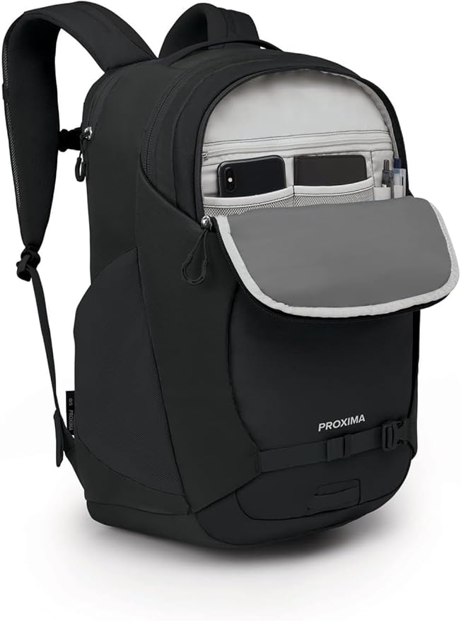Osprey Proxima 30L Campus Laptop Backpack – Organized Everyday Pack with Tech Storage, Water Bottle Pockets, and Comfortable Carry – Perfect for College, Commute, and Travel, Black