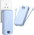 Ffnpua Portable Charger with Wall Plug, 20000mAh USB C Power Bank Fast Charging, External Battery Pack with Built in Cables, Digital Display, 5 Output 2 Input for iPhone Android Cell Phone Tablet