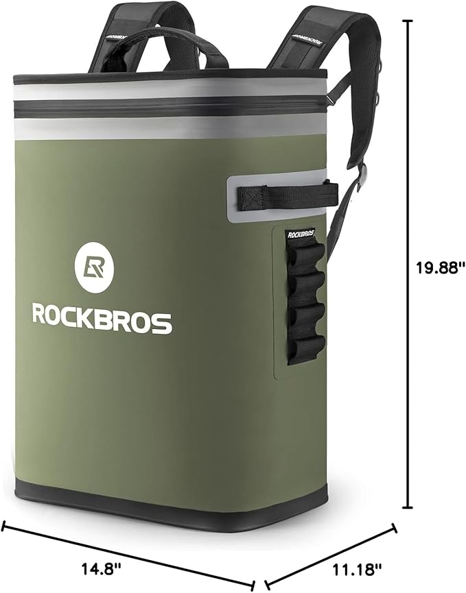 ROCKBROS Backpack Cooler Leak-Proof Soft Sided Cooler Waterproof Insulated Backpack Cooler Bag 36 Can Soft Cooler for Camping Fishing Party Outdoor Adventure Picnic