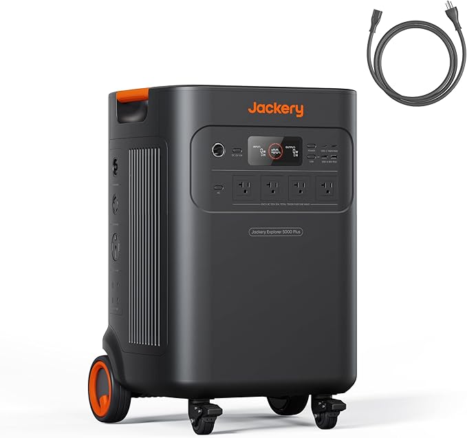 Jackery Solar Generator 5000 Plus Portable Power Station with AC Cable, 5000Wh LiFePO4, 7200W 120V/240V AC Output, Expandable to 60kWh, Essential Home Backup for Power Outages (Solar Panel Optional)