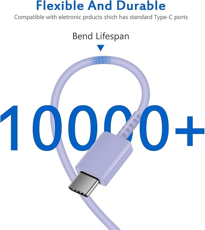 Type C Charger Fast Charging for iPhone 17 16 15,10FT USB C Samsung Chargers Block 25W Super Fast Chargers for Samsung Galaxy S25/S24 S23/iPhone Air/17/17 Pro Max/iPhone 16/16 Pro Max/15 Pro(Purple)
