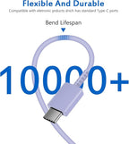 Type C Charger Fast Charging for iPhone 17 16 15,10FT USB C Samsung Chargers Block 25W Super Fast Chargers for Samsung Galaxy S25/S24 S23/iPhone Air/17/17 Pro Max/iPhone 16/16 Pro Max/15 Pro(Purple)