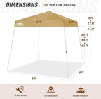 EAGLE PEAK 8x8 Slant Leg Pop-up Canopy Tent Easy One Person Setup Instant Outdoor Beach Canopy Folding Portable Sports Shelter 8x8 Base 6x6 Top (Beige)