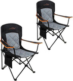 FAIR WIND 2 Pack Oversized Fully Padded Camping Chair Heavy Duty Quad Fold Arm Chair Support 350 LBS with Cup Holder, Collapsible Lumbar Back Chair Portable for Outdoor, Black