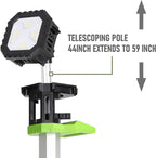 Cordless 10000LM Heavy-Duty LED Work Light on Stand, 4 Modes Super Bright, 9000mAh Rechargeable Work Light with Folding Tripod, Multi-Angle Lighting for Jobsite, Camping, Automotive