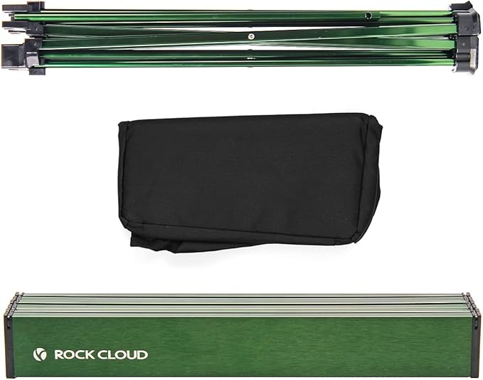 ROCK CLOUD Portable Camping Table Ultralight Aluminum Camp Table with Storage Bag Folding Beach Table for Camping Hiking Backpacking Outdoor Picnic, Green
