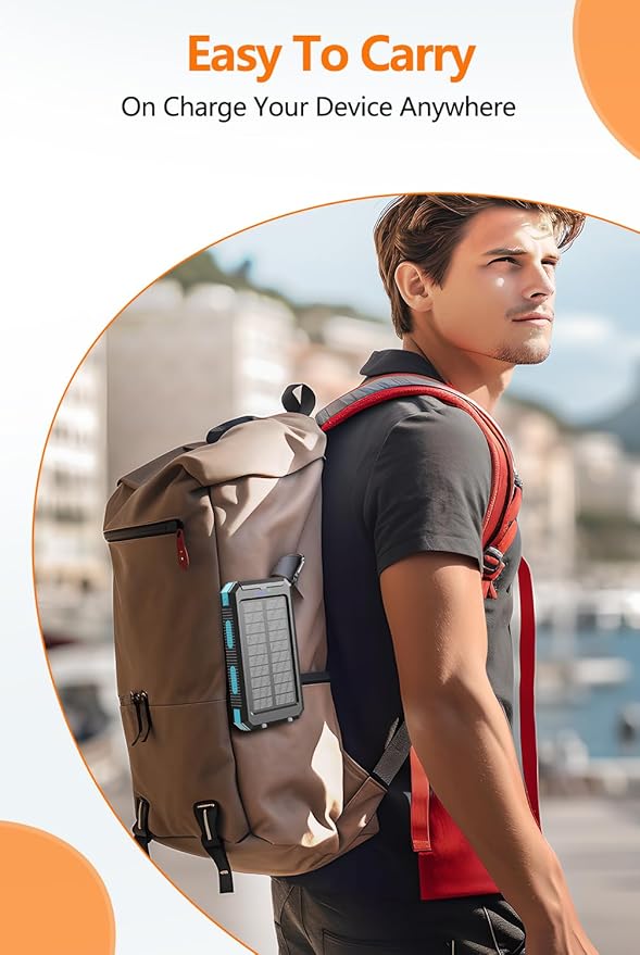 Power Bank 38800mAh Solar Portable Phone Charger with USB-C Fast Charging Battery Pack, with Compass LED Flashlight IP65 Waterproof, Compatible with iPhone, Samsung, iPad, Perfect for Outdoor, Camping