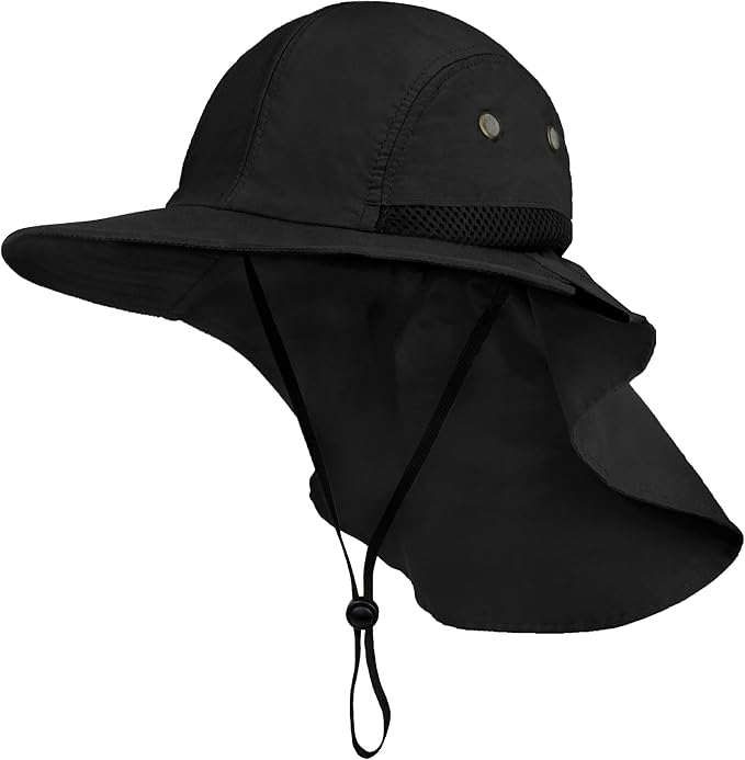 SUN CUBE Sun Hat for Men, Wide Brim Fishing Hat Neck Flap Cover Men, Women, Hiking, Camping, Sun Protection UV, Gardening