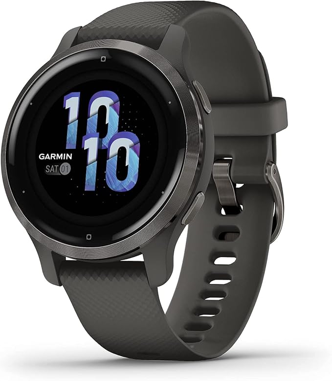 Garmin Venu 2S, Smaller-Sized GPS Smartwatch with Advanced Health Monitoring and Fitness Features, Slate Bezel with Graphite Case and Silicone Band, (010-02429-00) (Renewed)