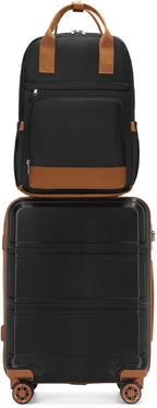 Kono Luggage Set 3 Piece Carry On Hardside Luggage with TSA Lock Spinner Wheels Carry On Suitcase Apricot Black