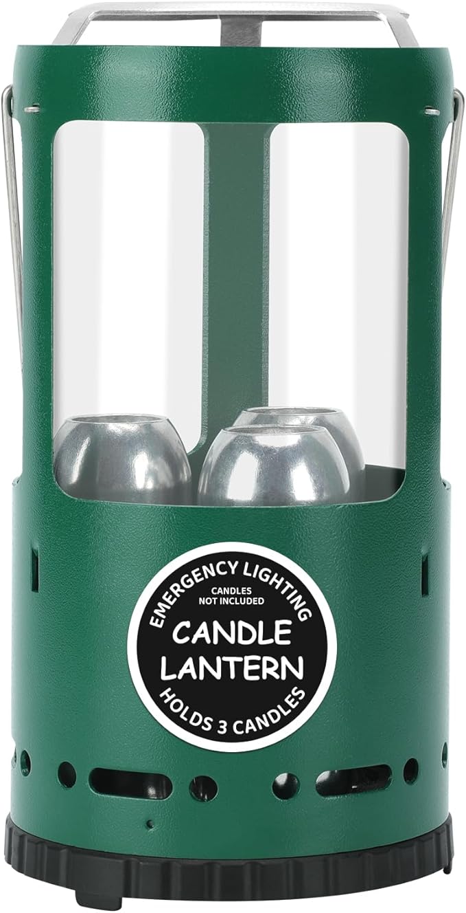 Candle Lantern, Camping Gear for Campers and Emergency Use, Without Candles (Upgrade Green)