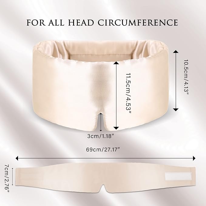 Mulberry Silk Sleep Mask – 100% Silk Sleep Masks for Women, Anti-Wrinkle, Light Blocking Eye Cover, Adjustable for Travel & Beauty (Champange)