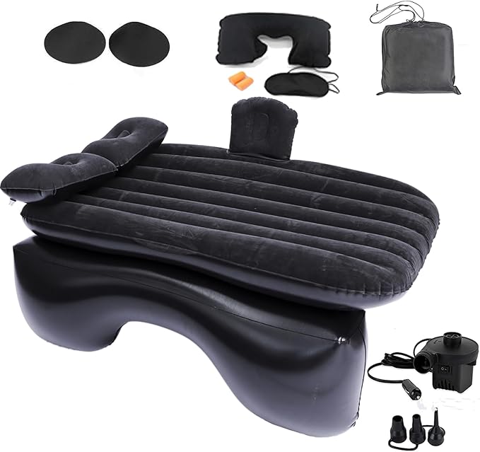 Inflatable Car Air Mattress Back Seat Bed with Air Pump,55 "x 35" Portable Thickened Car Travel Camping Sleeping Air Mattress Blow Up Bed for Car Universal SUV