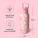 BOTTLE BOTTLE 32oz Insulated Water Bottle Stainless Steel Sport Water Bottle with Straw Dual-use Lid Design for Gym with Pill Box