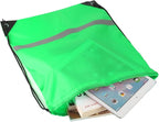 KUUQA 12 Pcs Drawstring Backpack Bag Bulk Reflective Backpack Green String Bags Cinch Sack Backpack for Team Yoga Sport Gym Traveling