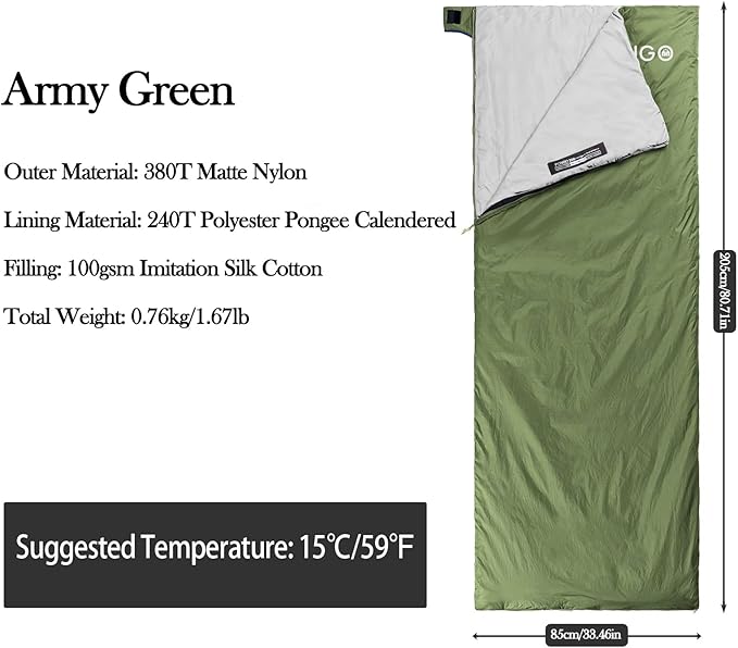 Ultralight Sleeping Bag - Envelope Lightweight Portable, Waterproof, Comfort with Compression Sack - Great for 3 Season Traveling, Camping, Hiking