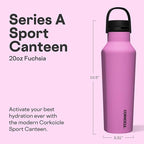 Corkcicle Sport Canteen - Keeps Drinks Cold 25 Hours - Stainless Steel Water Bottle - Triple-Insulated - Spill-Proof - Summer Drinkware Gift - Keeps Drinks Ice Cold - 20 oz - Fuchsia