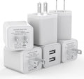 6Pack USB Wall Charger, iGENJUN 2.4A Phone Charger Dual USB Port Cube Power Plug Adapter Fast Wall Charger Block Compatible with iPhone 17/17 Pro/16/16 Pro, Samsung Galaxy, Pixel, LG, Android-White