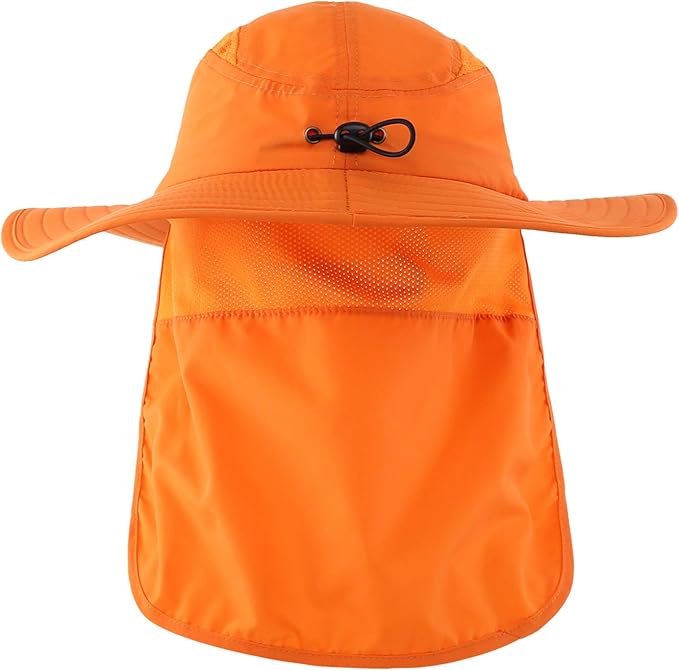 Home Prefer UPF 50+ Mens Wide Brim Fishing Hat with Neck Flap Sun Hat for Men Women Sun Protection Cap