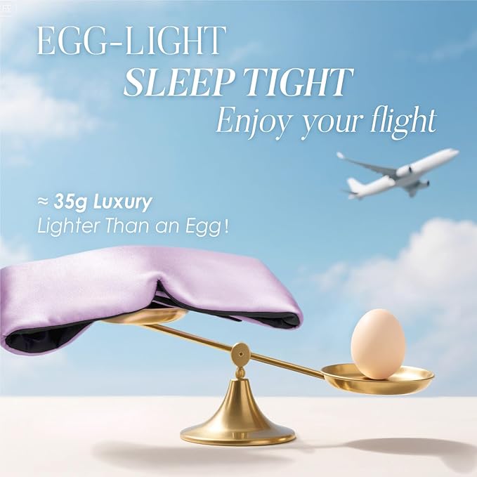 LULUSILK Reversible Mulberry Silk Sleep Mask for Women and Men, Adjustable Real Silk Eye Mask for Sleeping, Lavender and Black, Pack of 1