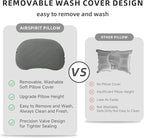 AIRSPIRIT Ultralight Camping Pillow Inflatable with Removable Washable Cover, Compact Travel Pillow for Neck Support, Hiking, Backpacking, Office, Airplane, Car & Beach - Adjustable Firmness(Grey)
