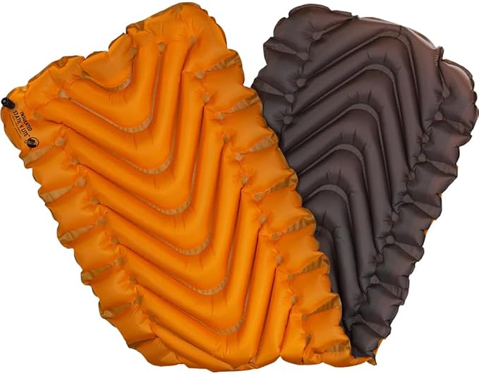 KLYMIT Insulated Static V Lite Inflatable Sleeping Pad | Comfortable, Lightweight, Easy to Inflate, Portable Air Bed for Hiking, Backpacking & Camping — Orange