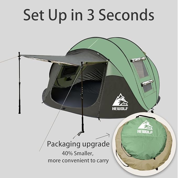 Pop Up Camping Tent 2/4 Person, Instant Family Tents, Easy Setup Automatic Tent for Camping Hiking & Traveling