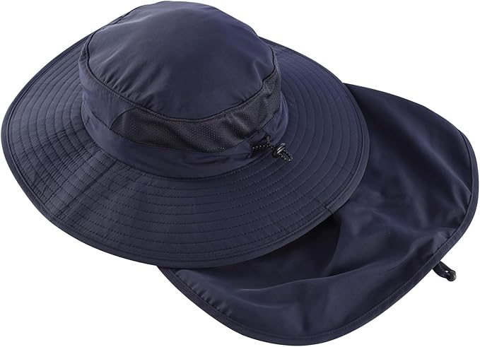 Home Prefer UPF 50+ Sun Hats for Men Women Wide Brim Fishing Hat with Neck Flap Summer Safari UV Protection Bucket Hat