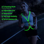 LED Reflective Vest Rechargeable Running Light for Runners High Visibility Safety Vest for Running,Cycling or Walking