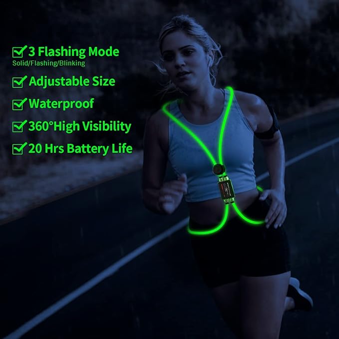 LED Reflective Vest Rechargeable Running Light for Runners High Visibility Safety Vest for Running,Cycling or Walking