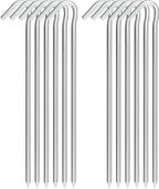 9 Inch Tent Stake Yard Inflatable Stakes Metal Tent Pegs Heavy Duty Ground Stake Fence Hooks Camping Spikes for Canopies, Tarp and Outdoor Christmas Decorations (12)