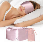 Mulberry Silk Sleep Mask for Side and Back Sleepers, Blackout Eye Mask for Sleeping for Women Men with Adjustable Band, Comfortable Soft Pressureless Eye Cover for Sleeping in Large Size