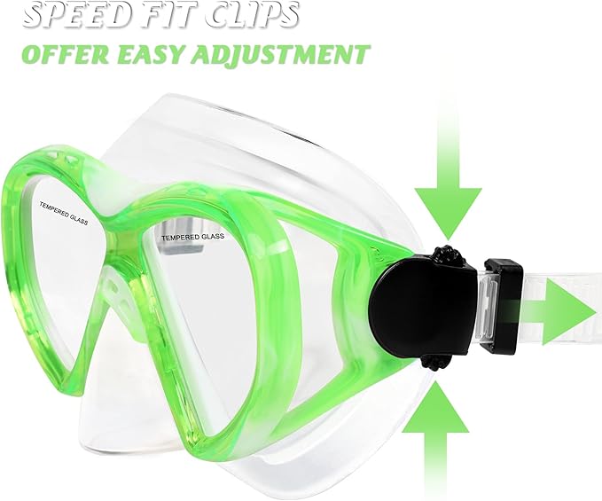 Kids Swim Goggles Snorkel Diving Mask for Boys Girls Ages 5-15, Two-Color Anti-Fog Swimming Goggles with Nose Cover