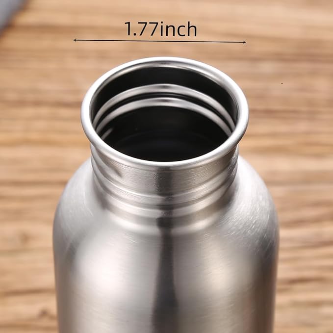 Stainless Steel Single Wall Water Bottle Large Camping Water Bottle with Handle Wide Mouth Leak Proof Lightweight Sports Kettle Cup (12 oz)