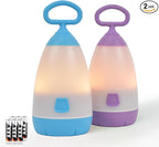 Kids Camping Lantern & Night Light Battery Powered, 360° Eye-Safe Light (AAA Included), IPX4 with RGB Modes Portable for Outdoor, Emergency , Gift for Children (Purple+Blue 2 Pack)