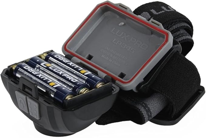 LUXPRO LP345V2 LED Headlamp - Bright 300 Lumen Head Lamp for Outdoors, Camping & Hiking - 6 Light Modes White, Green & Red Light - IPX4 Waterproof - Adjustable Headband - Batteries Included - 4 Pack