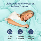 Pillowcases - Ultra Soft Hotel Quality Pillowcase Covers - Comfy, Cozy & Wrinkle Free - Shrinkage and Fade Resistant - Machine Washable Pillow Protectors - (Queen, Spa Blue, 4 Piece Set)