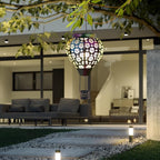 Stargarden Hot Air Balloon Solar Lantern, Flower Hollow Out Lanterns Decorative Outdoor, Colorful Hot Air Balloon Handmade Lighting Products, Metal Solar Hanging Lights Outdoor for Yard