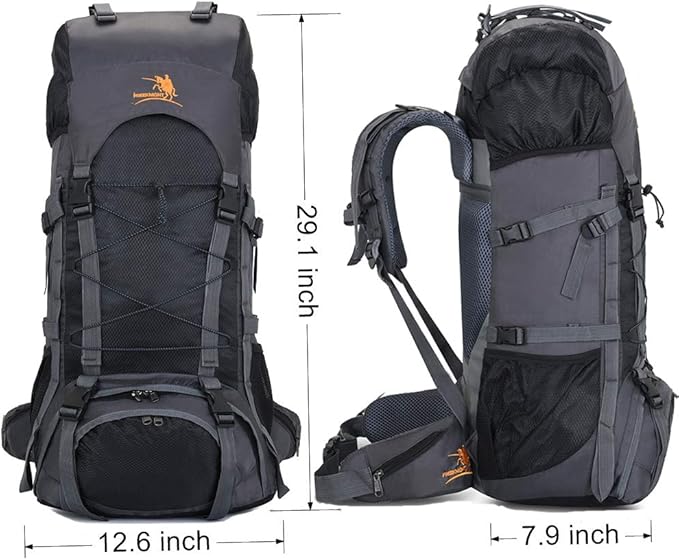 Bseash 60L Internal Frame Waterproof Hiking Camping Backpack with Rain Cover, Large Outdoor Sport Travel Daypack Rucksack